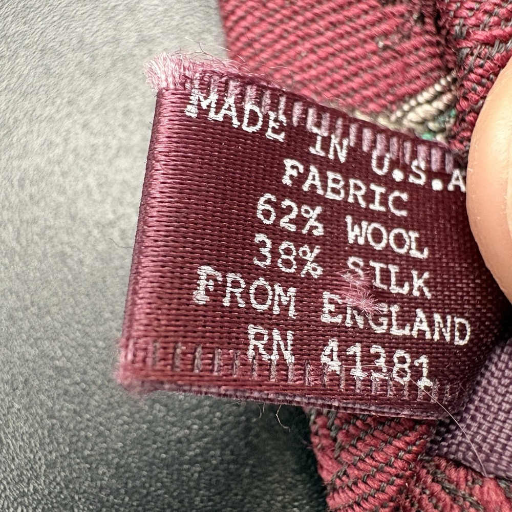 Polo Ralph Lauren Hunting Scene Tie Burgundy Wool Silk Handmade USA 3" 54" - Picture 11 of 11